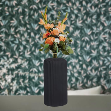 Evelyn Ceramic Flower Vase Medium Size for Home Decoration(Black)